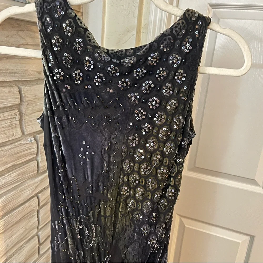 Sue Wong Velvet Burnout Beaded Dress 10 - Picture 8 of 11